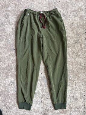 Figs Olive Green Jogger Pants with Burgundy Drawstring